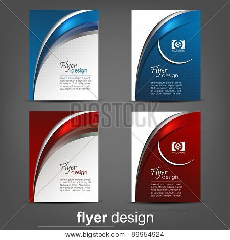 Set of business flyer templates - Blue Wave and Red Wave