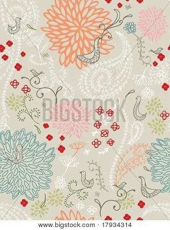 Vector Retro Floral (seamless pattern)