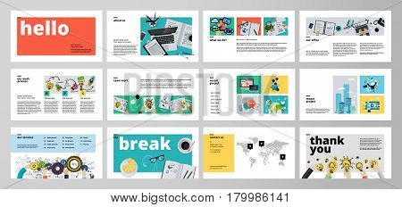 Business presentation templates. Flat design vector infographic elements for presentation slides, annual report, business marketing, brochure, flyers, web design and banner, company presentation.