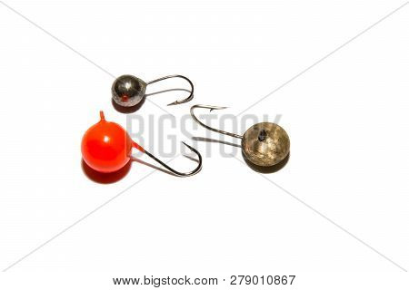 Winter Fishing Jig. Winter Fishing Jig Weighted. Isolated On White Background. Illustrative Editoria