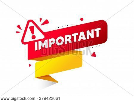 Red Banner Important With Exclamation Mark. Attention Banner For Business, Marketing And Advertising