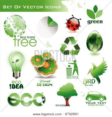 Verzameling van groene eco-icons