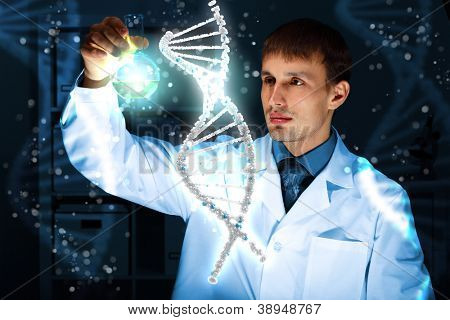 Immagine del filamento di DNA su sfondo di colore