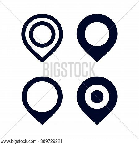 Set Of Pin Location Vector, Location Pin Icon Vector On White Background. Map Point Icon, Navigation