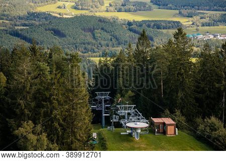 Mountain Chairlift At Sumava National Park Near The Treetop Walkway (stezka Korunami Stromu), Lipno 