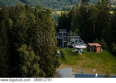 Mountain Chairlift At Sumava National Park Near The Treetop Walkway (stezka Korunami Stromu), Lipno 