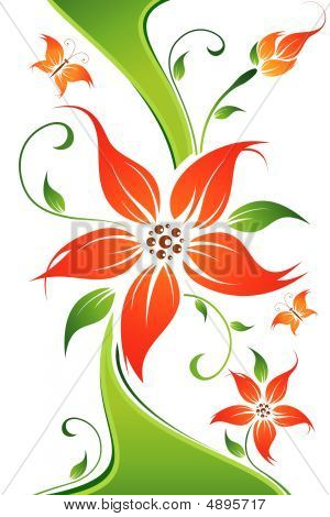 Abstract Vector Background de fleur avec papillon