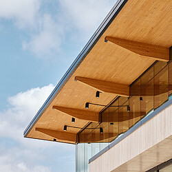 Close-up of First United Bank Moore Oklahoma mass timber roof