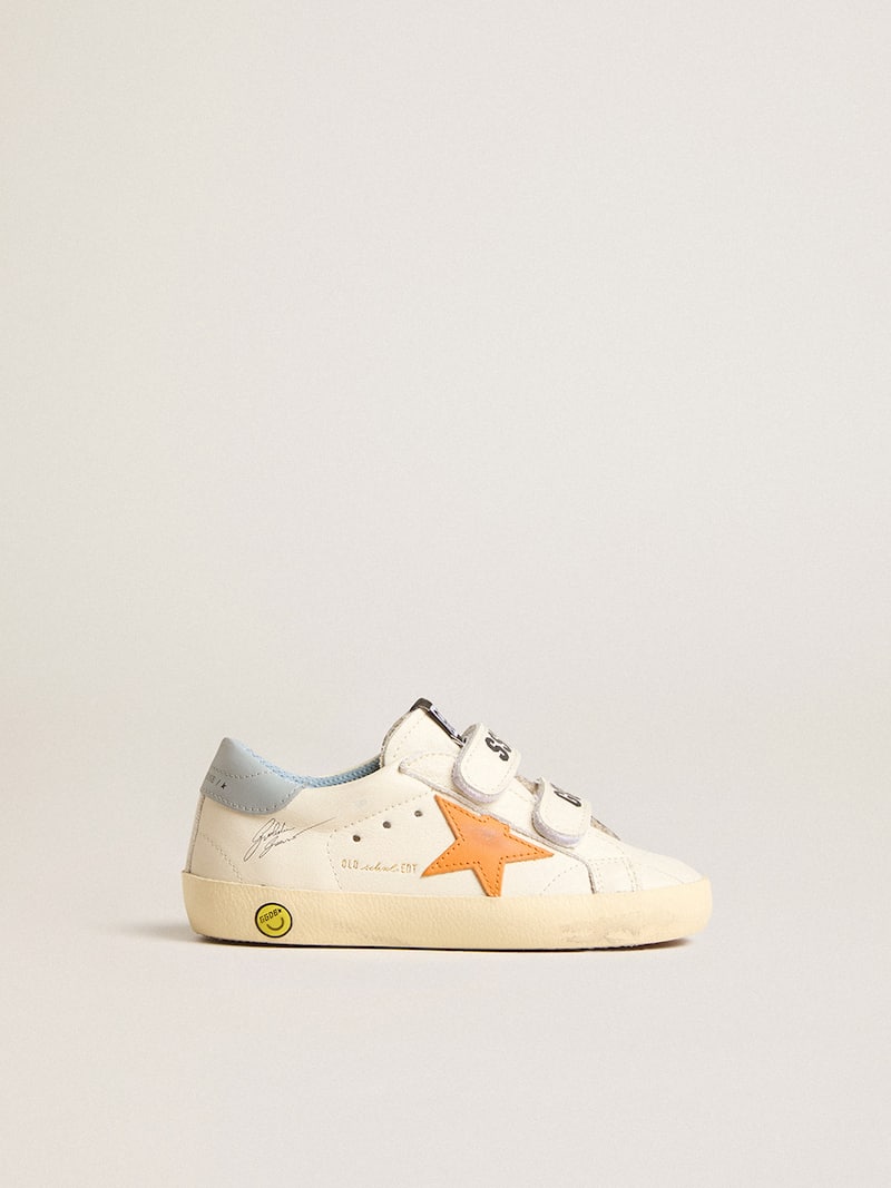 Junior Old School in leather with orange star and baby blue heel tab