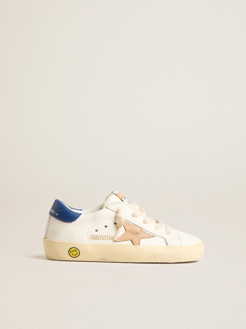 Young Super-Star in nappa leather with a beige star and blue heel tab