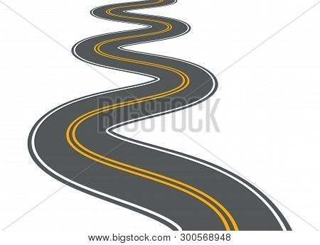 Winding Road Vector Highway Path Long Street Asphalt Isolated Perspective Road Way Journey Illustrat