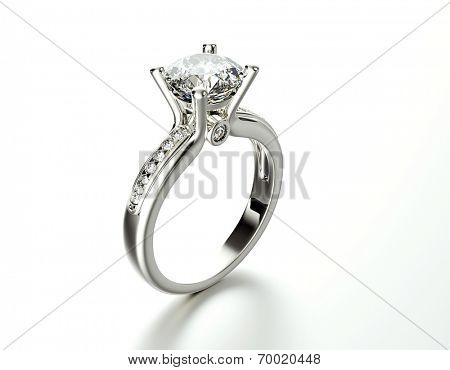 Golden Engagement Ring with Diamond. Jewelry background