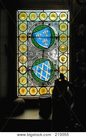 Stain Glass Window In Cochem Castle In Germany