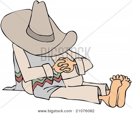 Man Wearing A Sombrero Taking A Siesta