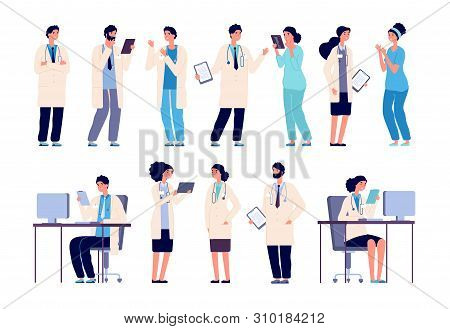 Doctor Characters. Medical Hospital Staff People. Doctor Nurse Surgeon Pharmacist Dentist In Medic U