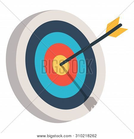 Target With An Arrow Flat Icon Concept Market Goal. Concept Target Market, Audience, Group, Consumer