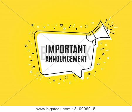 Important Announcement. Megaphone Banner. Special Offer Sign. Advertising Discounts Symbol. Loudspea