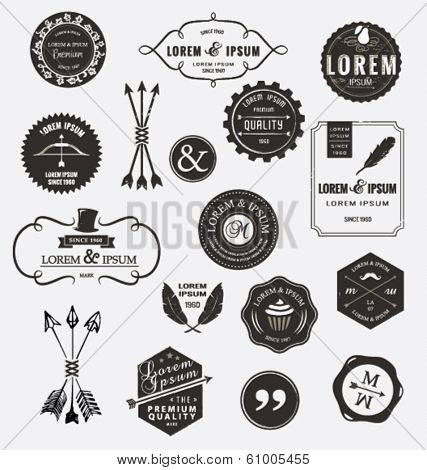 Vintage design elements. Retro style. arrows, labels, ribbons, symbols such as logos.