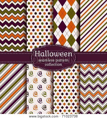 Halloween seamless patterns. Vector set.