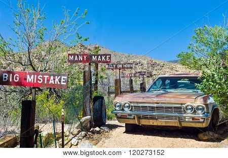 Hackberry, U.S.A. May 25, 2011: Arizona, an old cars in the General Store area on the Route 66.