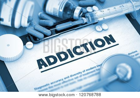 Addiction Diagnosis. Medical Concept. 3D.