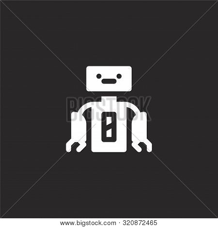 Robot Icon. Robot Icon Vector Flat Illustration For Graphic And Web Design Isolated On Black Backgro