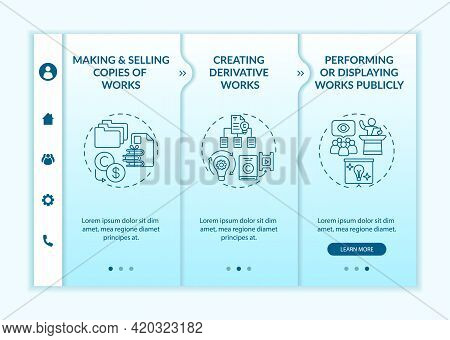 Distinctive Author Rights Onboarding Vector Template. Responsive Mobile Website With Icons. Web Page