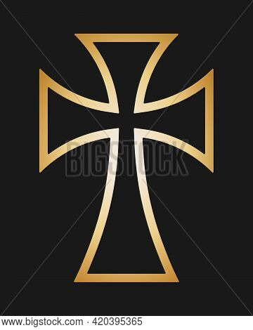 Cross Vector Shape Symbol. Christianity Sign. Christian Religion Icon. Catholic And Protestant Faith