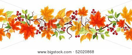 Horizontal seamless background with autumn leaves. Vector illustration.