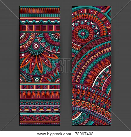 Abstract vector ethnic pattern cards set