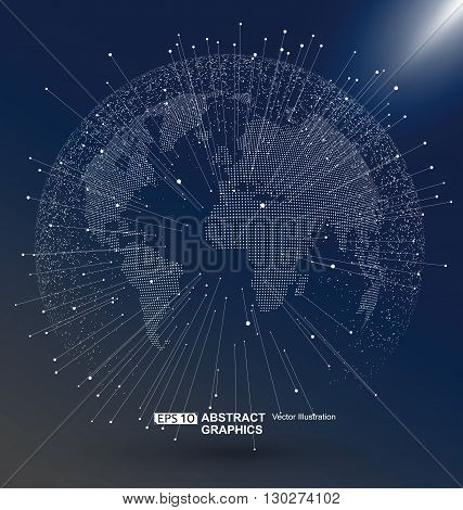 World map point line composition representing the global Global network connectioninternational meaning.