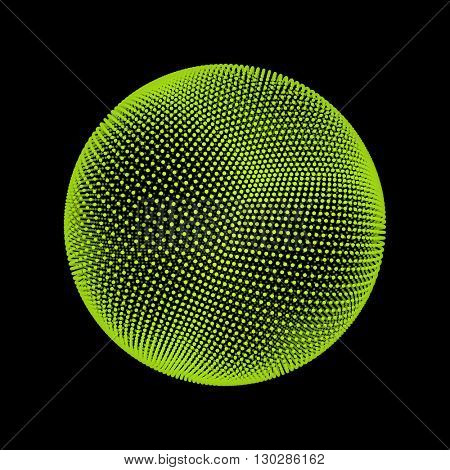 The Sphere Consisting of Points. Abstract Globe Grid. Sphere Illustration. 3D Grid Design. 3D Technology Style.