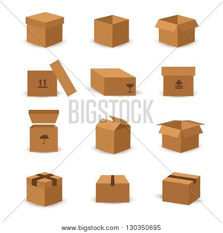 Flat box and packing vector icon. Box package, packaging cardboard box, carton box illustration