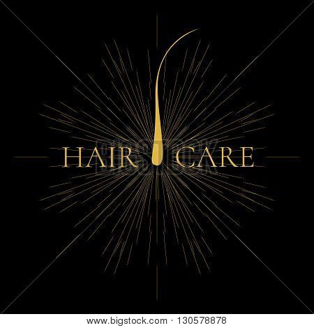 Vector illustration of a hair bulb with light burst and rays. Hair medical diagnostics symbol. Hair anatomy. Epilation and hair removal. Hair care sign. Hair transplant clinic logo.