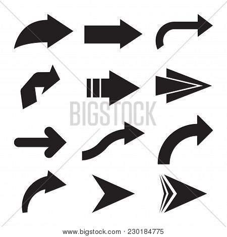 Set Of Black Vector Arrows. Arrow Icon. Arrow Vector Icon. Arrow. Arrows Vector Collection.