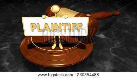 The Original 3D Character Illustration Law Legal Concept Holding A Sign That Reads Plaintiff