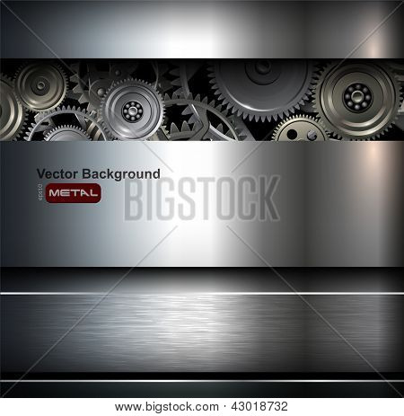 Background metallic with technology gears, vector illustration.