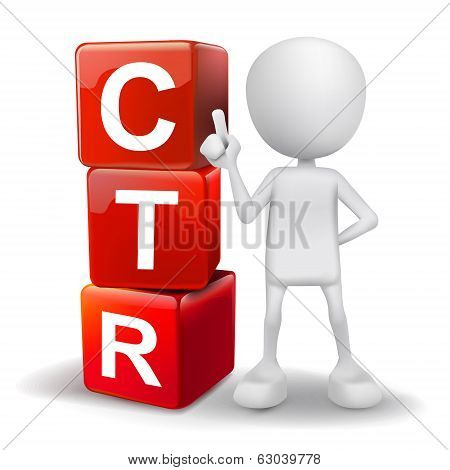 3D Illustration Of Person With Word Ctr Cubes