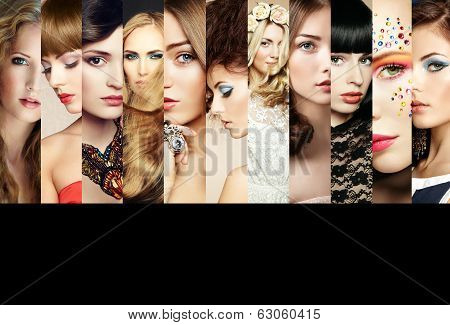 Beauty Collage. Faces Of Women