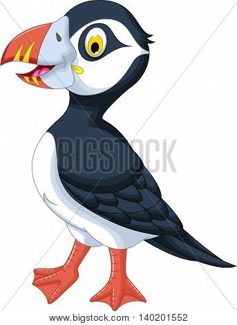 cute Atlantic Puffin cartoon standing for you design