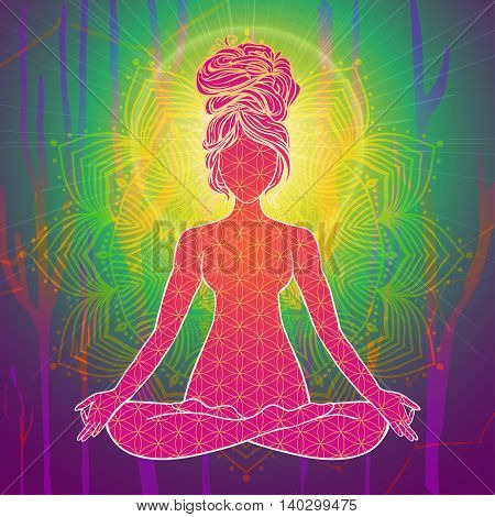 Yoga is a set of different spiritual, mental  physical practices beautiful card with Vector yoga Card for design textile textures logos  Yoga is Raja Yoga Karma Yoga Jnana Yoga Bhakti Yoga Hatha Yoga