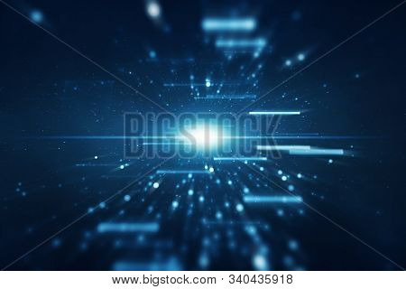 Science Technology. Technology With Line Pattern On Blue Background. Modern Hi-tech Digital Technolo