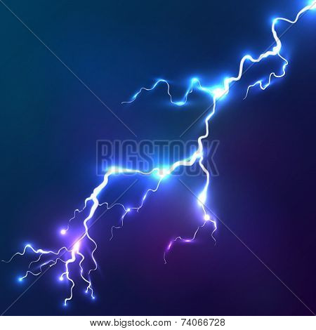 Blue shining vector lightnings background