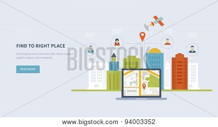 Concepts for finding the right place and people on the map for travel and tourism.