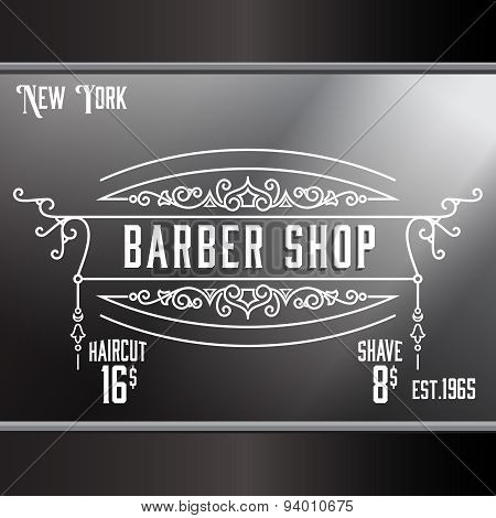 Vintage barber shop window advertising template.