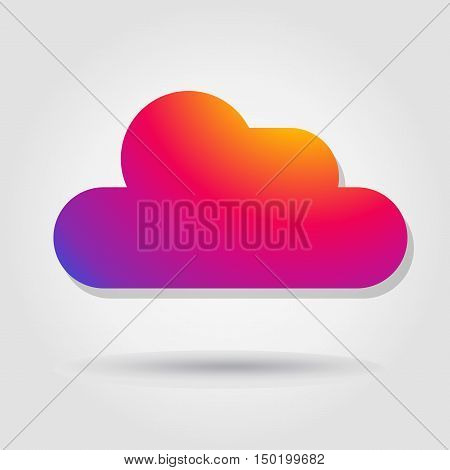 Cloud. Cloud icon. Icon cloud. Instagram new color 2016 cloud. Cloud rainbow color. Instagram cloud. Cloud sign. Cloud tag. Cloud button. Cloud weather. Cloud web. Cloud print. Cloud on gray background with shadow. Vector illustration. Cloud symbol. Cloud