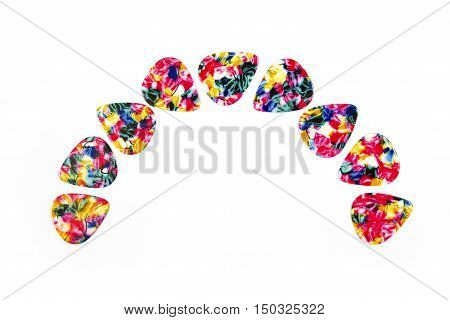 Guitar plectrums isolated on a white background