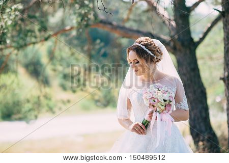 Charming Bride In Her Wedding Day