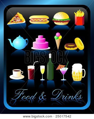 Food and Drinks Icons - VECTOR / Highly Detailed(Check out my portfolio for other icons set)