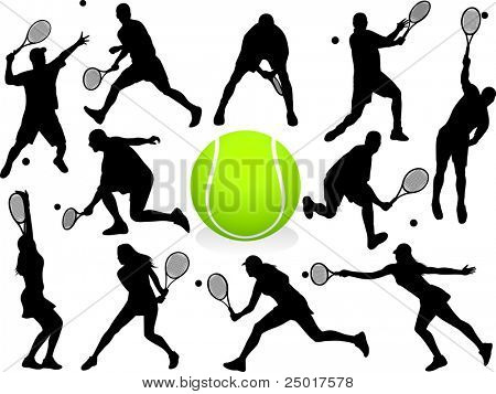 Tennis Players Silhouettes - vector.
(Check out my portfolio for other silhouettes). Enjoy